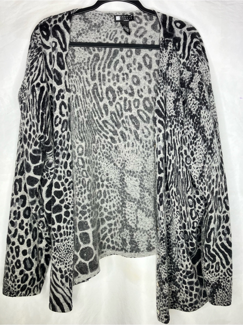 Carole Little stunning leopard print angora cardigan 3X